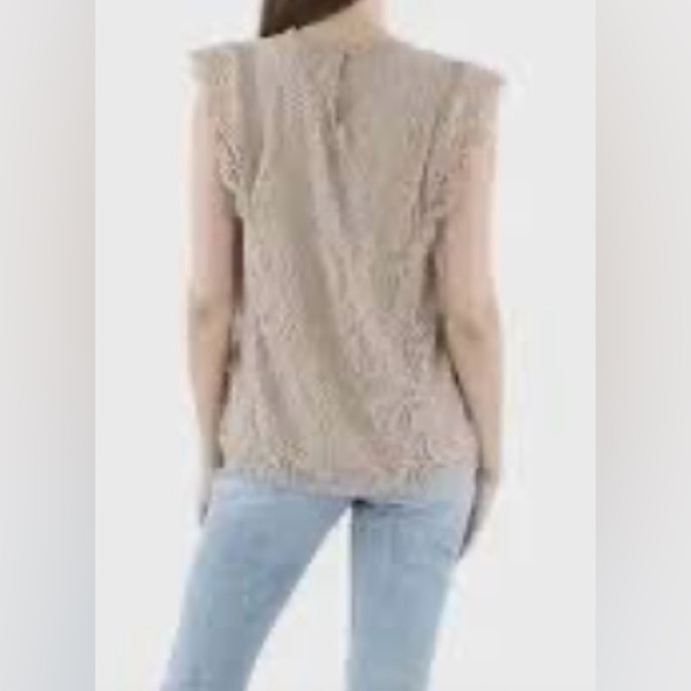 Cable & Gauge LACE Textured Sleeveless Top in COCOA BEIGE - Picture 6 of 7